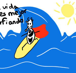 Super Meuh découvre le surf à La Serena !